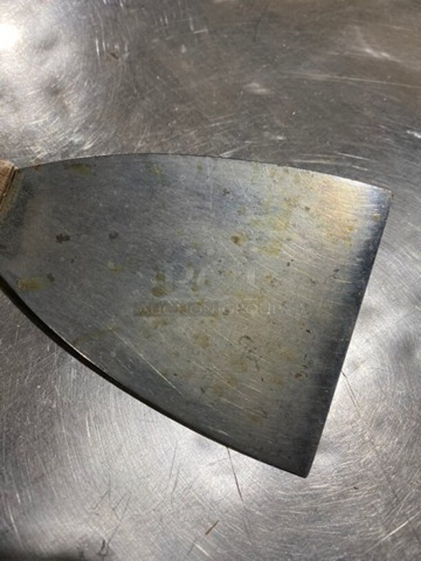 ALL ONE MONEY! Rolled Ice Cream Scraper! Stainless Steel With Wooden Handle! - Image 3 of 4