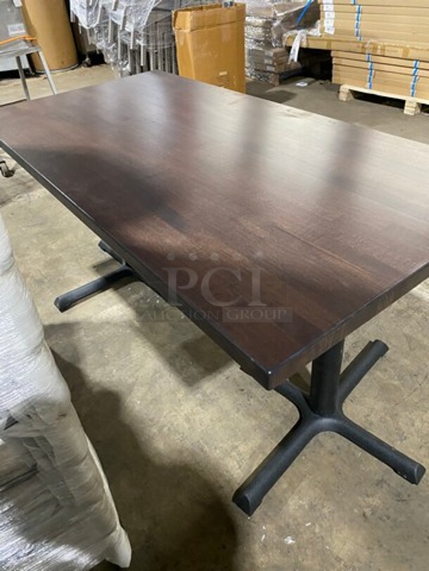 Brand New! Red Oak 30 By 60 1.5" Thick Dining Table! Walnut Finish! On Metal Legs!  - Image 3 of 10