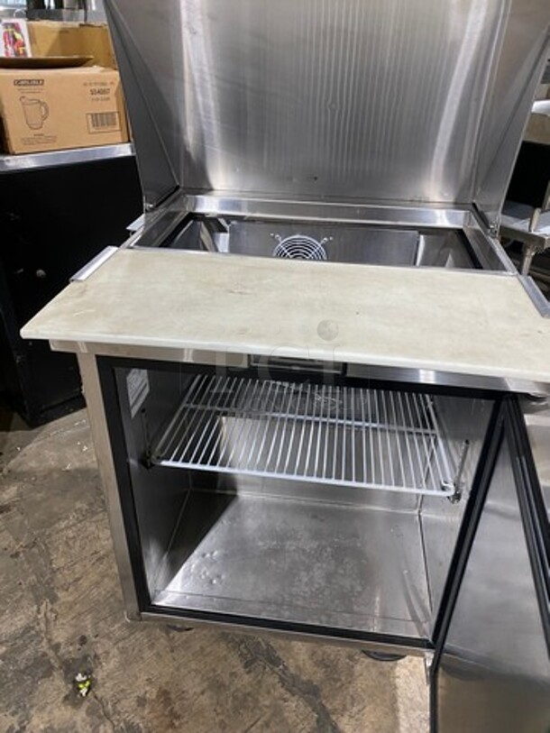 Atosa Commercial Refrigerated Sandwich Prep Table! With Commercial Cutting Board! With Single Door Storage Space! Poly Coated Rack! All Stainless Steel! On Casters! Model: MSF8301 SN: MSF830104216101500C40036 115V 60HZ 1 Phase - Image 5 of 9