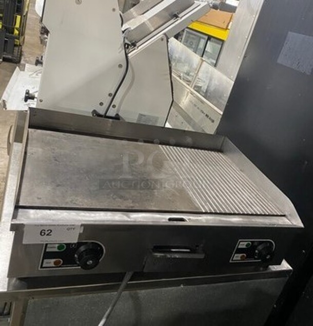 Commercial Countertop Flat And Grooved Grill Combo! With Back And Side Splashes! All Stainless Steel! - Image 1 of 10