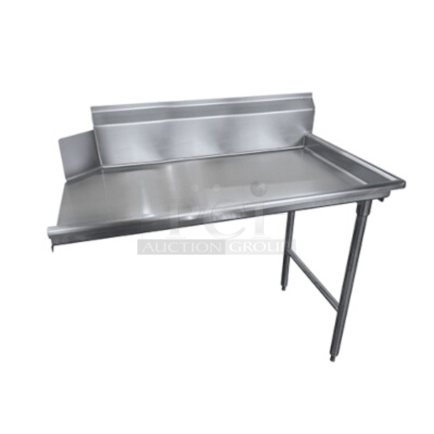 BRAND NEW IN BOX! Advance Tabco Model DTC-S70-24R-X Stainless Steel Commercial Dishwasher Table. Gallery Picture Is Stock Picture.  - Image 1 of 4