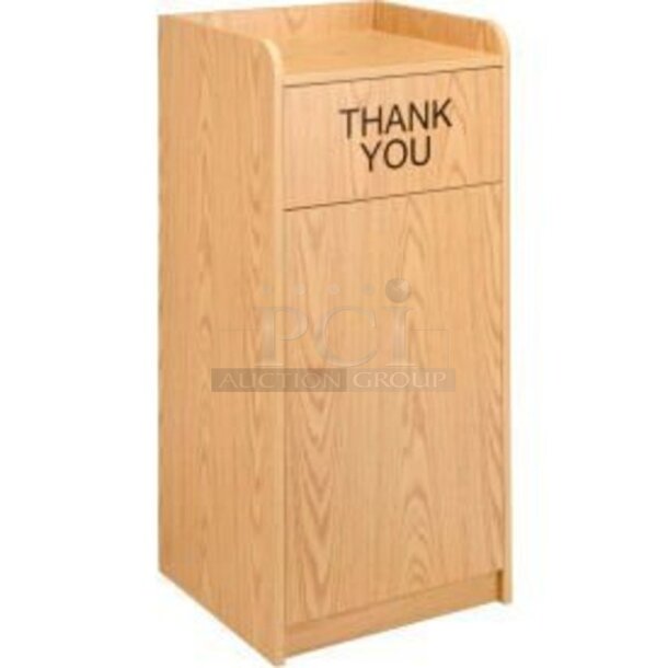 2 BRAND NEW IN BOX! Global 603589 Wooden 36 Gallon Waste Receptacle / Trash Can Shell w/ Tray Return. Stock Picture Used As Gallery. 2 Times Your Bid!