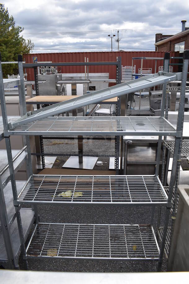 Gray Finish 4 Tier Wire Shelving Unit. BUYER MUST DISMANTLE. PCI CANNOT DISMANTLE FOR SHIPPING. PLEASE CONSIDER FREIGHT CHARGES. 48x18x72 - Image 1 of 4