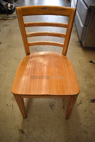 4 Wood Pattern Dining Chairs w/ Ladder Back Seats. 16x18x31. 4 Times Your Bid!