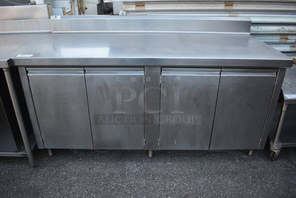Stainless Steel Table w/ Back Splash, 4 Doors and Under Shelf. 72x32x42 - Image 1 of 5