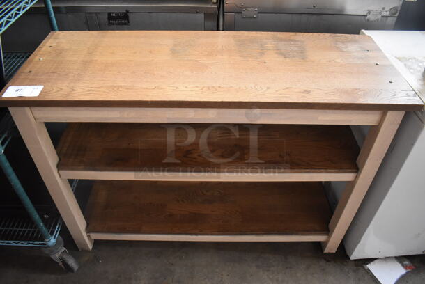 Wooden Counter w/ 2 Under Shelves. 46x17x33.5