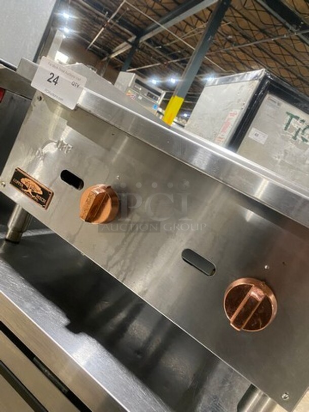 Copper Beech Commercial Countertop Natural Gas Powered Flat Top Griddle! With Back And Side Splashes! All Stainless Steel! On Legs! Model: CBMG24 SN: 181235131 - Image 6 of 8