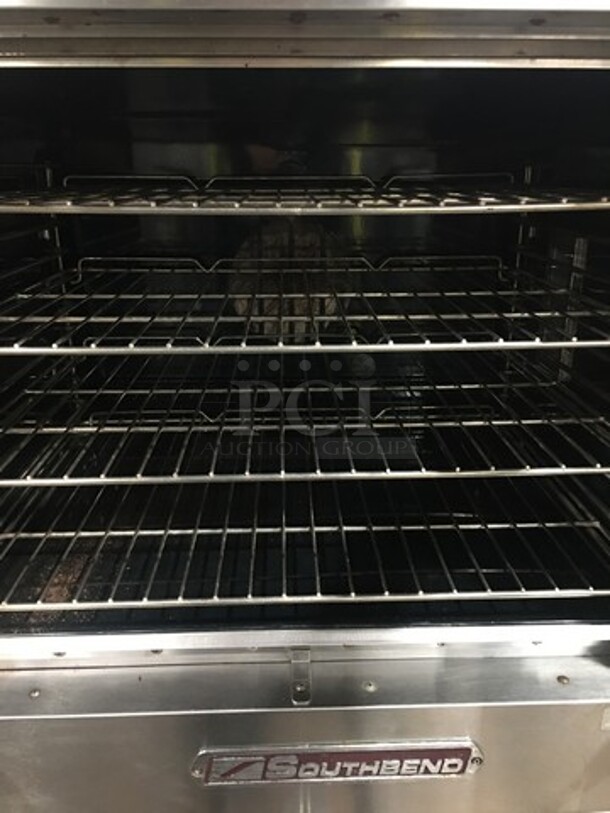 FAB! Southbend Commercial Electric Powered Double Deck Convection Oven! With View Through Doors! Metal Oven Racks! All Stainless Steel! On Legs! 2x Your Bid Makes One Unit! Model: ES20SC SN: 09J921032 - Image 9 of 12