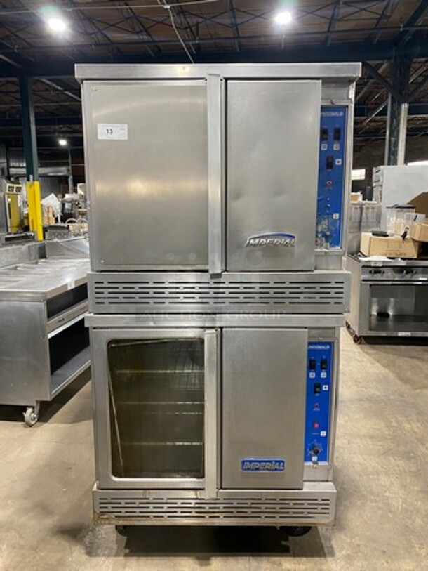 Imperial Commercial Natural Gas Powered Double Deck Convection Oven! With Metal Oven Racks! All Stainless Steel! 2x Your Bid Makes One Unit! - Image 1 of 10