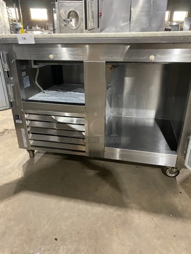 Leader Commercial Refrigerated Pizza Prep Table! With Marble Top! With 2 Door Storage Space Underneath! All Stainless Steel! On Casters! Model: DR48SC SN: PT09S1604 115V 60HZ 1 Phase - Image 5 of 10