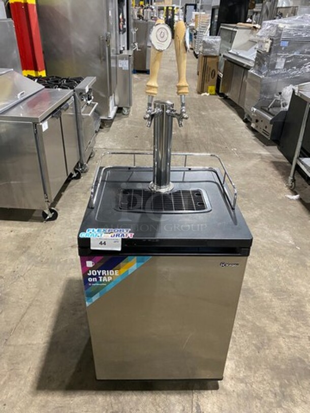 Kegco Commercial Refrigerated Dual Tap Kegerator! With Tower! With Single Door Storage Space Underneath! Model: MDK209SS01 115V 60HZ 1 Phase - Image 1 of 9
