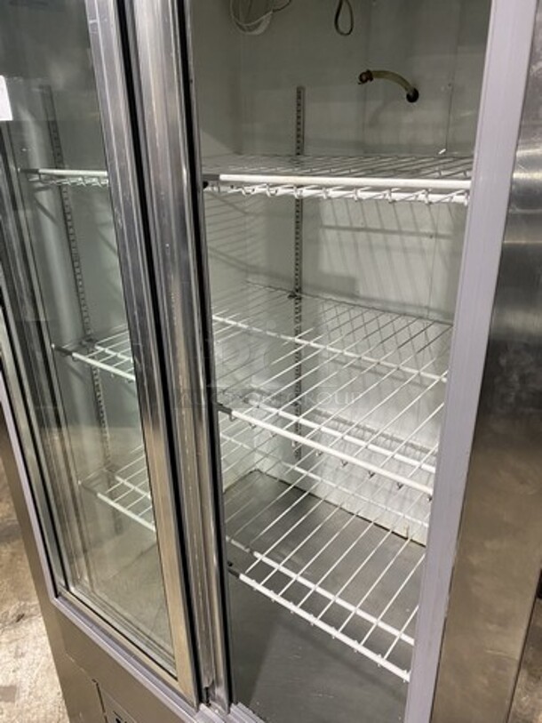 Leader 2 Glass Sliding Reach In Cooler Merchandiser! Model LS38! 115V 1 Phase!  - Image 5 of 8