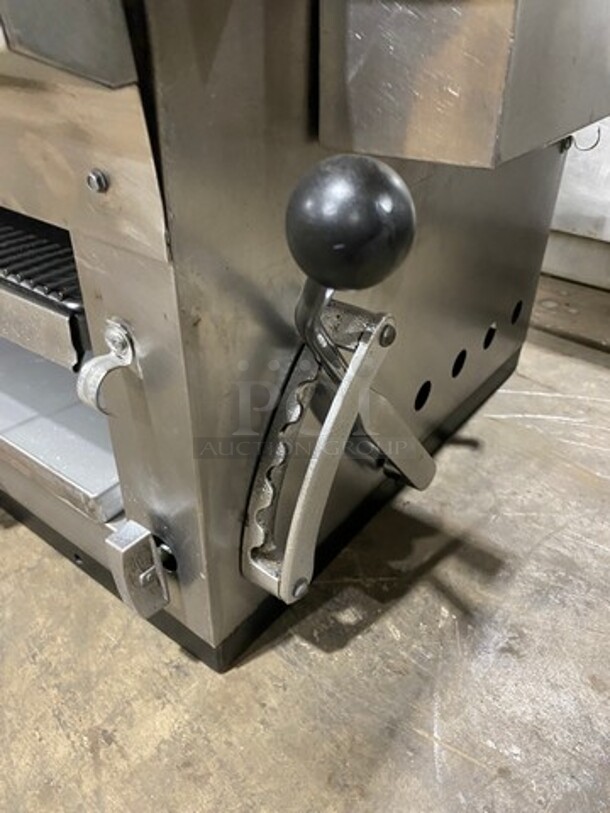 Commercial Countertop Natural Gas Powered Flat Top Griddle And Cheese Melter Combo! With Back And Side Splashes! All Stainless Steel! - Image 8 of 9