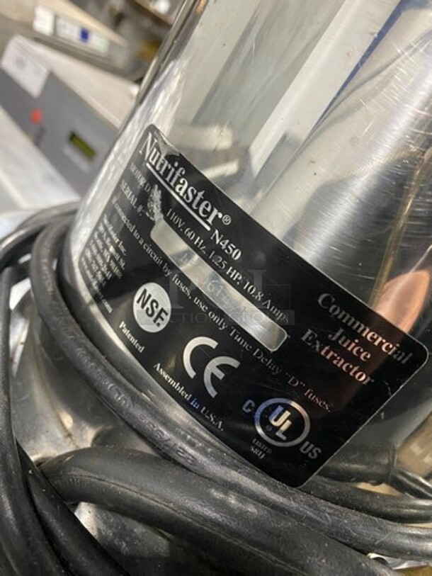 Nutrifaster Commercial Countertop Juicer Extractor! Solid Stainless Steel! Model: N450 SN: 459061471 110V - Image 9 of 10