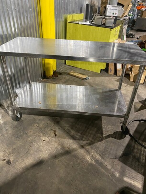 All Solid Stainless Steel Work Top/ Prep Table! With Back Splash! With Storage Space Underneath! On Casters! - Image 3 of 7