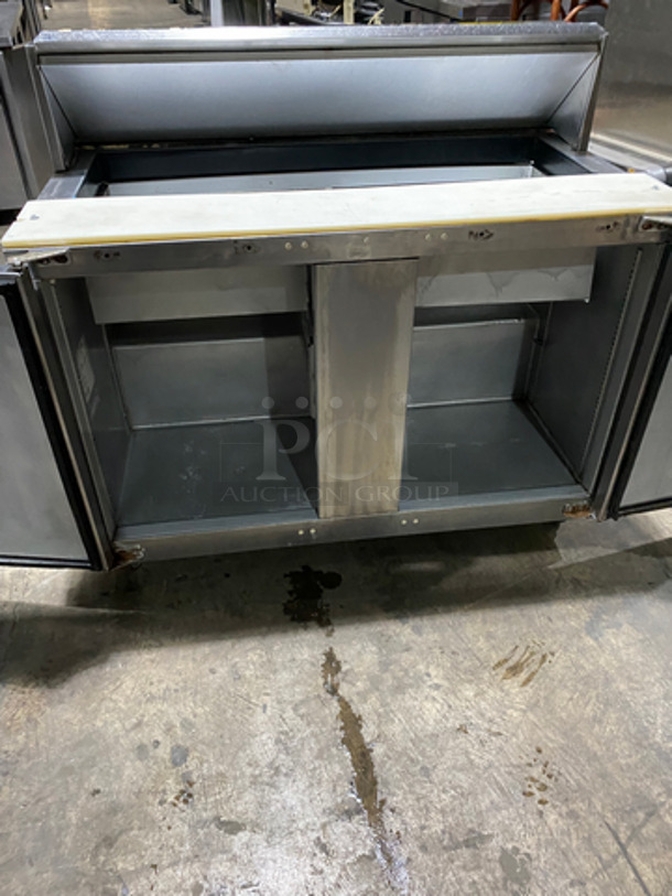 Traulsen Commercial Refrigerated Sandwich Prep Table! With Commercial Cutting Board! With 2 Door Storage Space Underneath! All Stainless Steel! On Casters! 115V 60HZ 1 Phase - Image 5 of 8