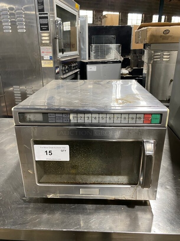Panasonic Commercial Countertop Microwave Oven! All Stainless Steel! With View Through Door! Model: NE17521 SN: 6A72100018 208/230V 60HZ 1 Phase