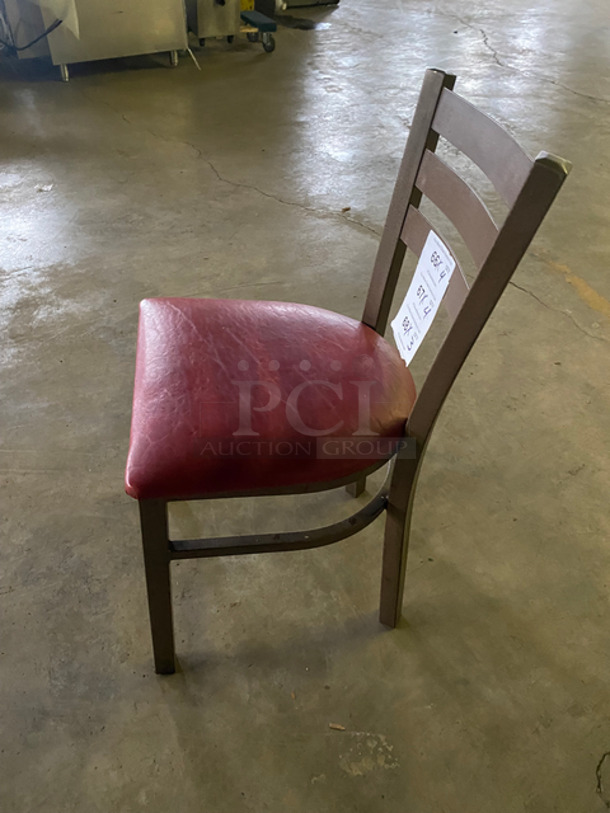 Red Cushioned Chairs! With Brown Metal Body! 4x Your Bid! - Image 2 of 7
