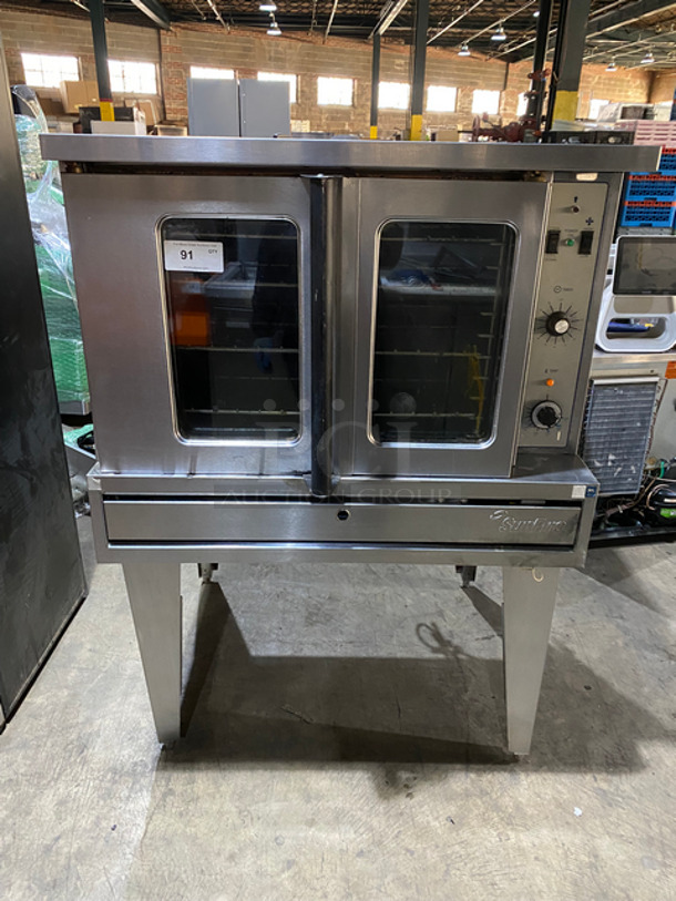 Sunfire Commercial Natural Gas Powered Convection Oven! With 2 View Through Doors! With Metal Oven Racks! All Stainless Steel! On Legs!