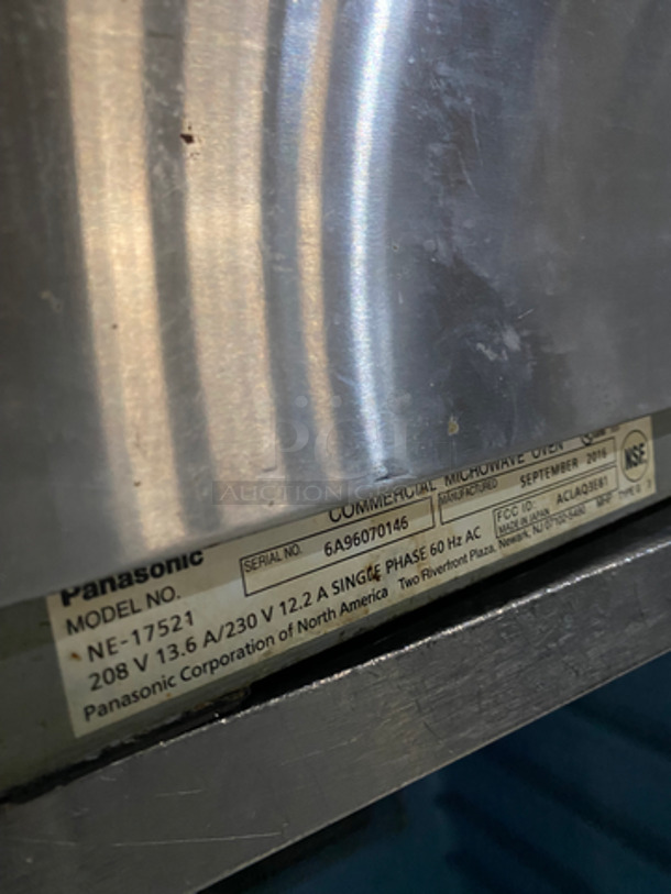 Panasonic Commercial Countertop Microwave Oven! All Stainless Steel! With View Through Door! Model: NE17521 SN: 6A96070146 208/230V 60HZ 1 Phase - Image 5 of 8