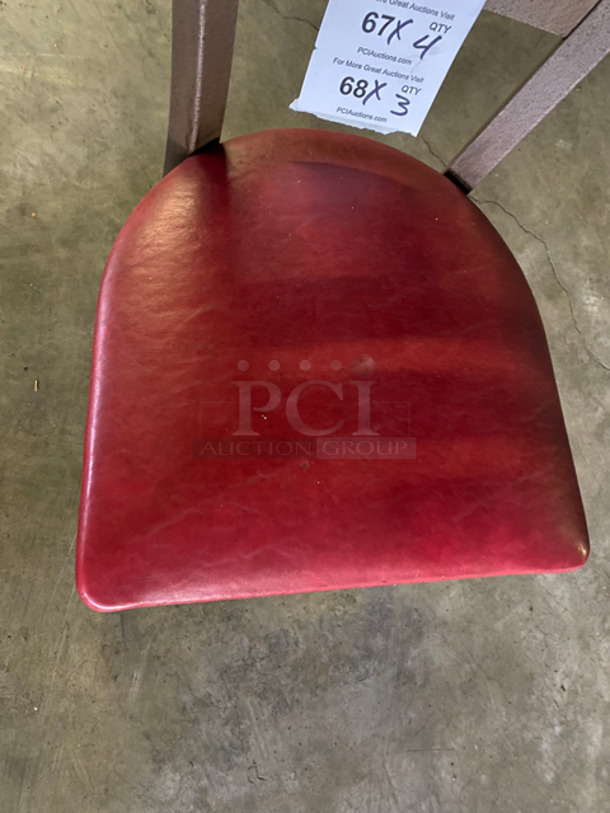 Red Cushioned Chairs! With Brown Metal Body! 4x Your Bid! - Image 5 of 7