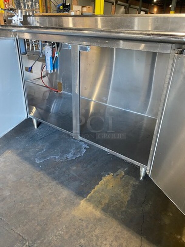 All Stainless Steel Commercial Prep Table! With Left Side Hand Sink! With 4 Door Underneath Storage Space! On Legs! - Image 7 of 9
