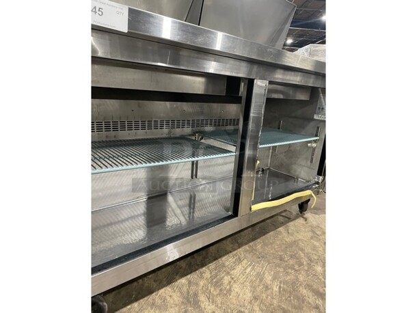 Dukers Commercial Refrigerated Sandwich/Salad Prep Table! All Stainless Steel! With 2 Door Storage Space Underneath! With Poly Coated Racks! Model DSP 60 Serial DUK211103! 115V! On Casters! - Image 6 of 9