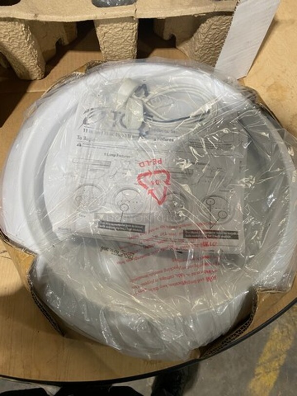 NEW! IN THE BOX! TCP 15" Round White Speckled Pattern Ceiling Mount Light Fixture! Model: 140BODY15 - Image 2 of 5