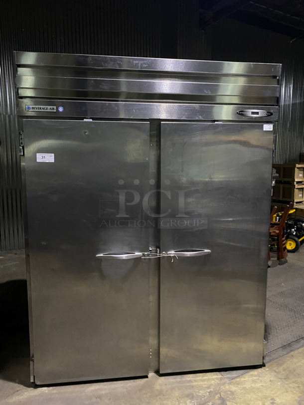 LATE MODEL! Beverage Air Commercial 2 Door Roll In Rack Refrigerated Retarder! All Stainless Steel! Model: PR12-1AS-XDX SN: 12508271 115V 60HZ 1 Phase