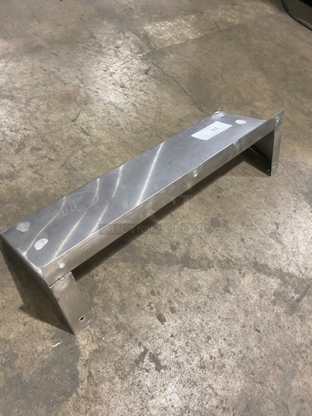 All Stainless Steel! Wall Mounted Commercial Shelf With Backsplash! - Image 3 of 4