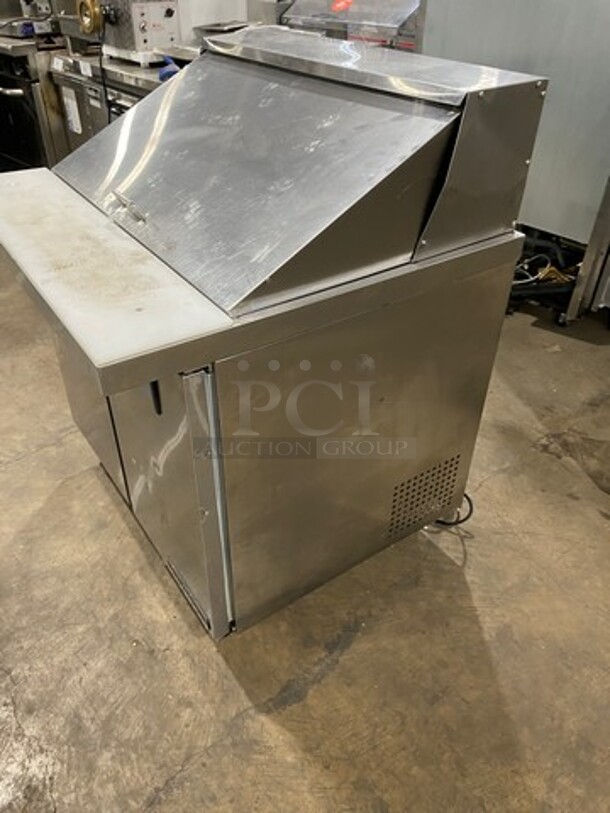 Universal Coolers Commercial Refrigerated Sandwich Prep Table! With 2 Door Storage Space Underneath! With Poly Coated Rack! All Stainless Steel! On Casters! Model: SC36BMI SN: 6733424419111105 115V - Image 3 of 10