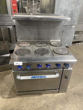 Nice! Imperial Stainless Steel 6 Burner Electric Powered Cooking Range w/ Oven and Raised Back Splash!