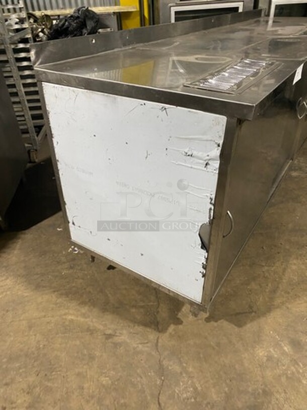 All Stainless Steel Custom Made Commercial Work Top Table! With Drain Board! Perfect For Coffee Stations Or Beverage Stations! With Back Splash! With 4 Door Storage Space Underneath! Solid Stainless Steel! On Legs! - Image 2 of 9