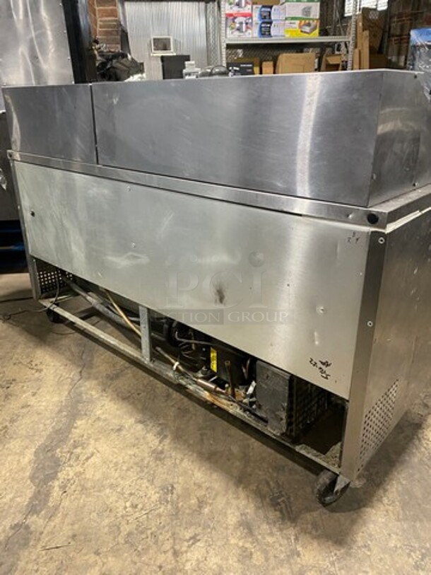 True Commercial Refrigerated Sandwich Prep Table! With Commercial Cutting Board! With 3 Door Storage Space Underneath! Poly Coated Racks! All Stainless Steel! On Casters! Model: TSSU7230MBST SN: 14451332 115V 60HZ 1 Phase - Image 4 of 9
