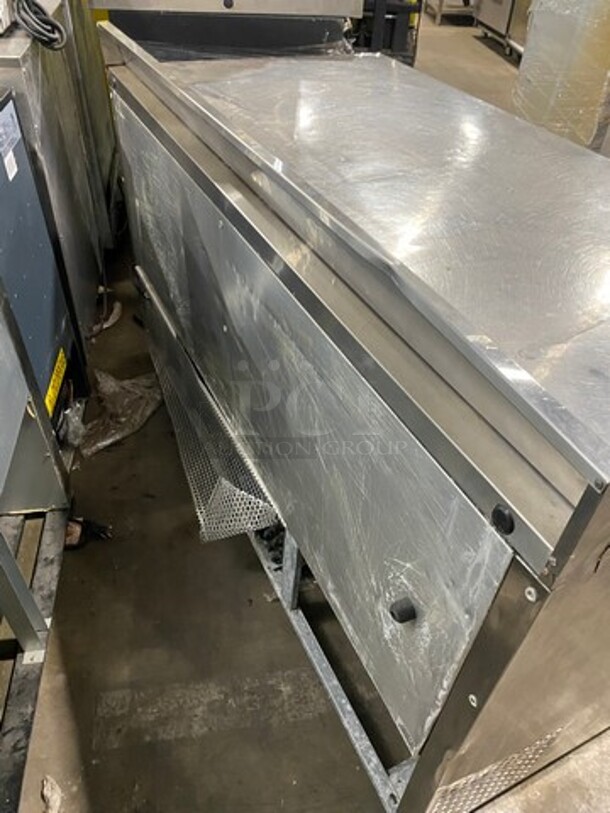 TRUE ALL STAINLESS STEEL Commercial 2 Door Refrigerated  Worktop/Lowboy Cooler! With Raised Back Splash!Model TWT-60 Serial 1-4606796 115V/60Hz/1 Phase! On Casters!  - Image 4 of 5