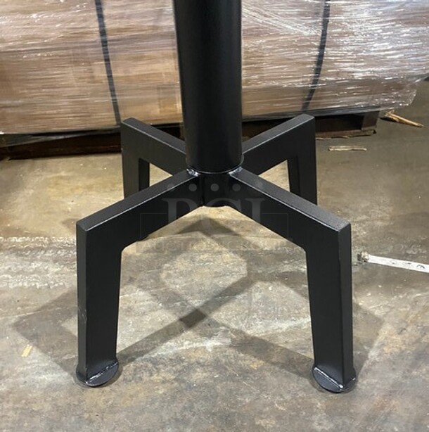 Wow! Brand New! OCS Ash Grey Finish Scratch Resistant Durowood Composite Bar Height Table! 24 By 24! Suitable For Indoor & Outdoor Use With Metal Bar Height Base!  - Image 5 of 9