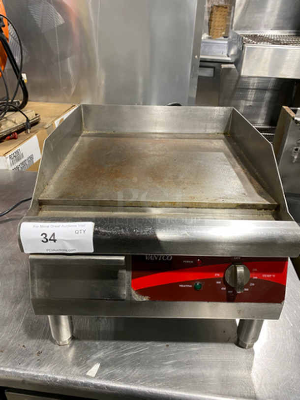 Avantco Commercial Countertop Electric Powered Flat Top Griddle! With Side And Back Splashes! All Stainless Steel! On Small Legs! Model: FN-01 120V