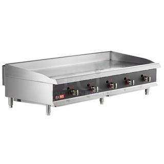 BRAND NEW SCRATCH & DENT! Cooking Performance Group GTU-CPG-60-L Ultra Series 60" Chrome Plated Liquid Propane 5-Burner Countertop Griddle - 150,000 BTU. Missing knobs. 