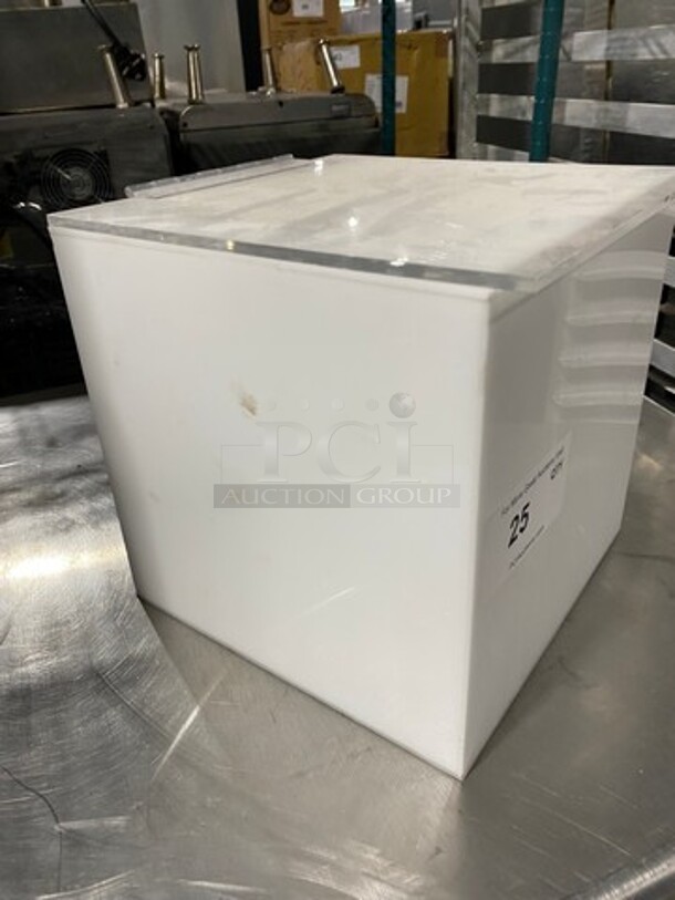 White Poly Multi-Purpose Container! With Clear Hinged Lid! With Side Cubbie! - Image 3 of 6