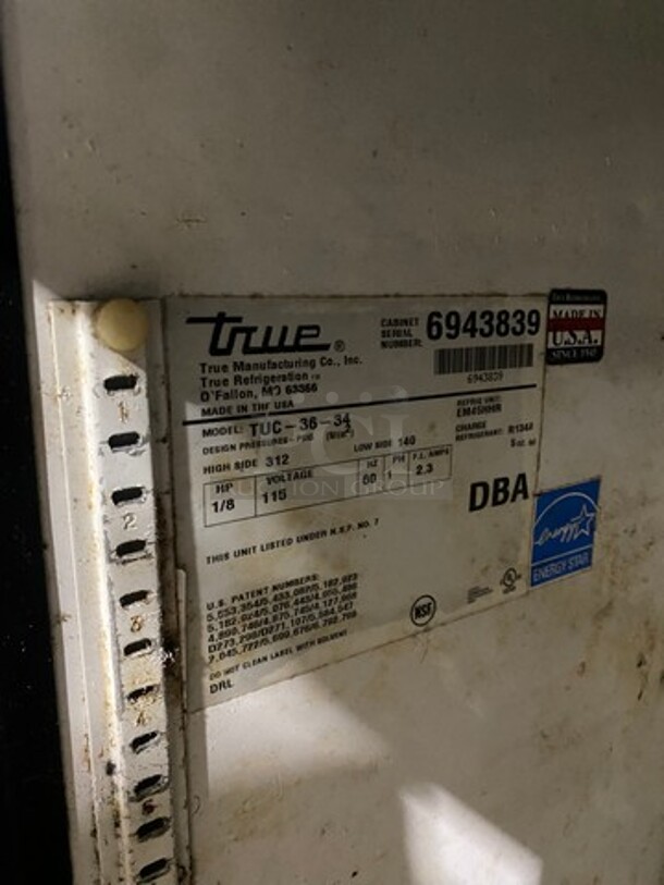 True Commercial 2 Door Lowboy/Worktop Cooler! All Stainless Steel! Model: TUC3634 SN: 6943839 115V 60HZ 1 Phase - Image 6 of 7