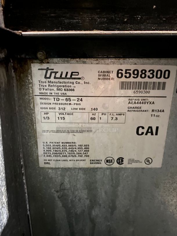 True Commercial 2 Door Beer Bottle Cooler! With Stainless Steel Top! Model: TD6524 SN: 6598300 115V 60HZ 1 Phase - Image 8 of 9