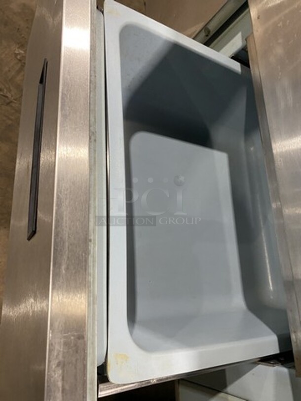 Delfield 84" Inch All Stainless Steel Work Top Lowboy Cooler! With 2 Draws And 2 Doors! With Raised Back Splash! 115V 1 Phase! On Casters! - Image 9 of 11