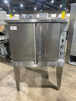 LATE MODEL! Garland SunFire Model SCO-GS-10S Stainless Steel Commercial Natural Gas Powered Full Size Convection Oven w/ Solid Doors and Thermostatic Controls on Legs!