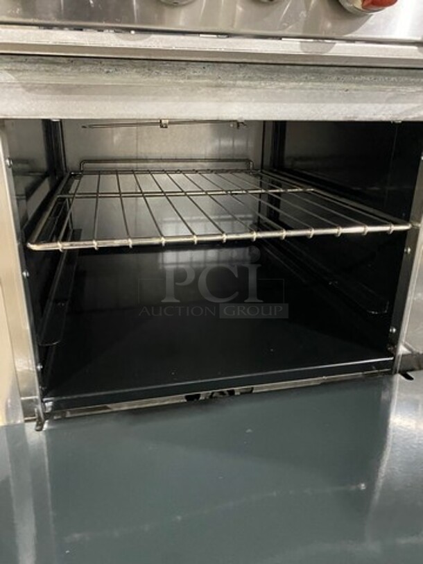 LATE MODEL! American Range Natural Gas Powered 8 Burner Stove! With 2 Oven Underneath! With Raised Back Splash And Salamander Shelf! All Stainless Steel! On Casters! WORKING WHEN REMOVED! Model: AR8 SN: 190712016 - Image 8 of 10
