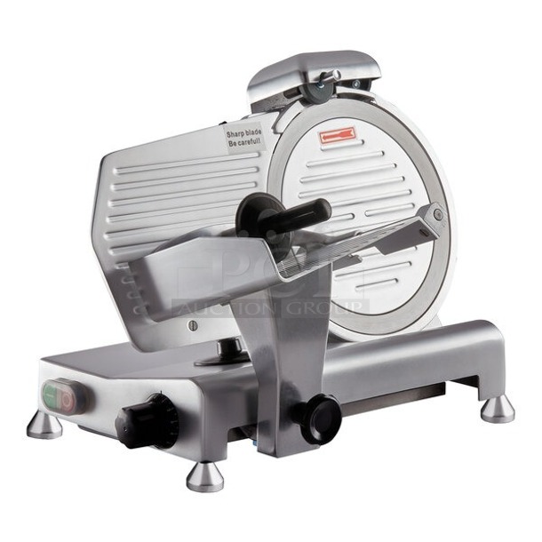 BRAND NEW SCRATCH & DENT! Avantco SL310 10" Manual Gravity Feed Meat Slicer - 1/4 hp. S/N: 24 057624 Missing Sharpener and Two of the feet.  - Image 1 of 6