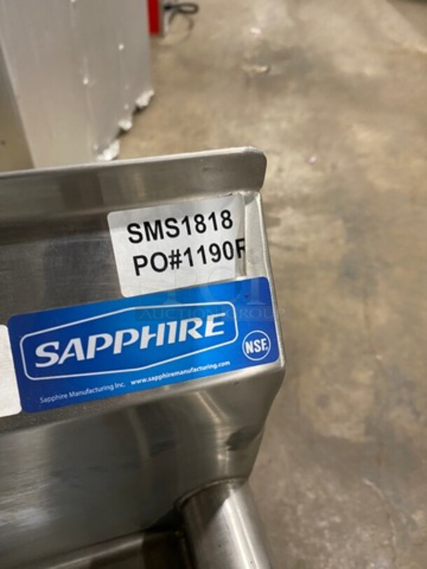NEW! SCRATCH-N-DENT! Sapphire Single Compartment Prep Sink! All Stainless Steel! With Legs! Model: SMS1818 - Image 7 of 9