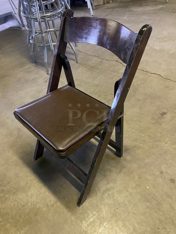 Brown Cushioned Foldable Chairs! Wooden Pattern Body! 10x Your Bid! - Image 9 of 9