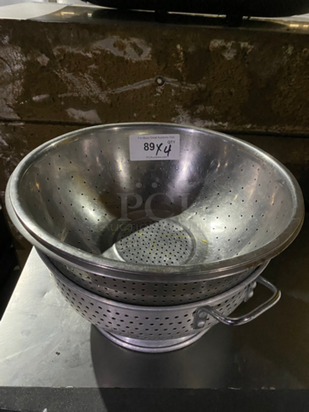 Assorted Size Stainless Steel Strainers! One With Handles! 4 Times Your Bid!