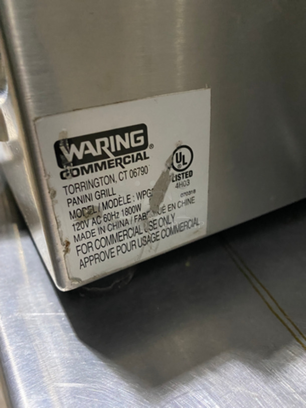 Waring Commercial Countertop Panini/Sandwich Supremo Grill! All Stainless Steel! Press With Ribbed Surface! Model: WPG250 120V 60HZ - Image 5 of 9