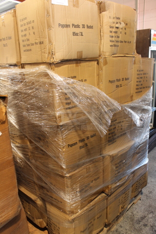 PALLET LOT of 43 BRAND NEW Boxes of Popcorn Plastic 3D Buckets.